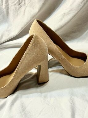 Women's Nude Block Heel Pumps - Elegant Neutral Dress Shoes
